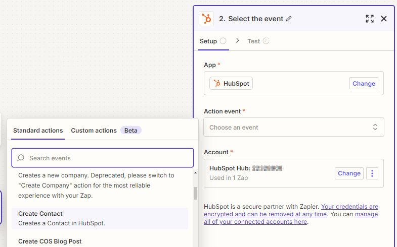 create contact action screenshot