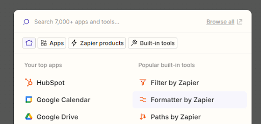 formatter by zapier select screenshot