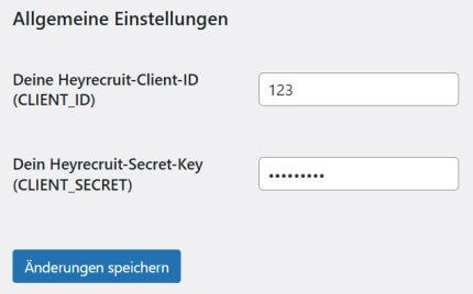 Heyrecruit WordPress Plugin - Allgemeine Einstellungen